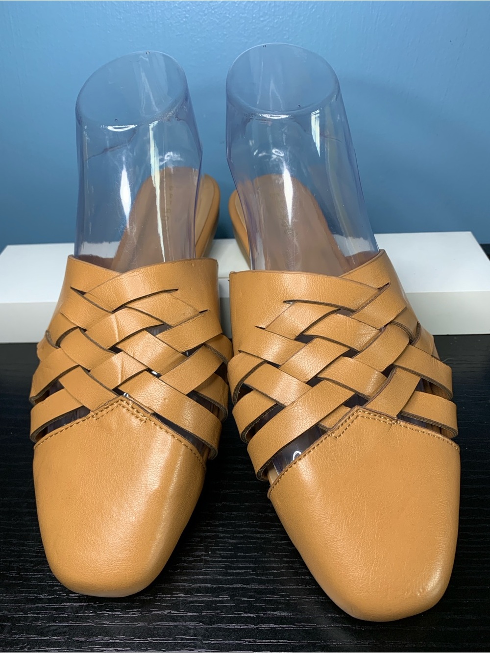 BAMBOO Tan Braided Slip-On Mules